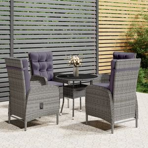 5-tlg. Garten-Bistro-Set Poly Rattan Grau Vidaxl