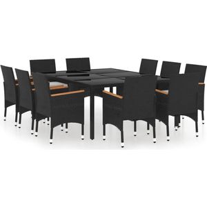 vidaXL - 11-delige - Tuinset - poly - rattan - zwart