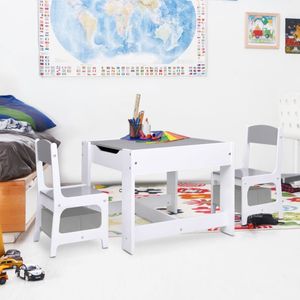 VidaXL Kindertafel met 2 Stoelen MDF Wit