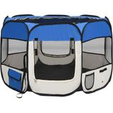 vidaXL - Hondenren - inklapbaar - met - draagtas - 90x90x58 - cm - blauw