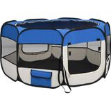 vidaXL - Hondenren - inklapbaar - met - draagtas - 125x125x61 - cm - blauw