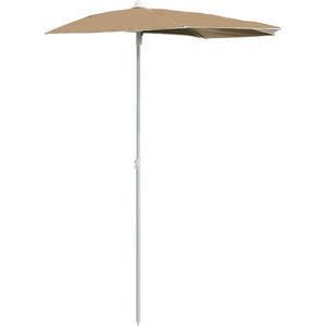 Parasol half met paal 180x90 cm taupe