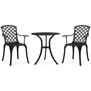 vidaXL - 3-delige - Bistroset - gietaluminium - zwart