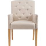 VidaXL Eetkamerstoelen 2 st. met Armleuningen - Stof Beige