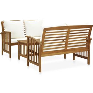 vidaXL 3-tlg. Garten-Lounge-Set mit Auflagen Massivholz Akazie