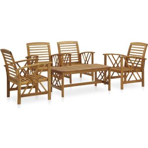 vidaXL 5-delige Loungeset massief acaciahout