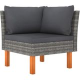 VidaXL Loungeset 3-delig Poly Rattan en Massief Eucalyptushout