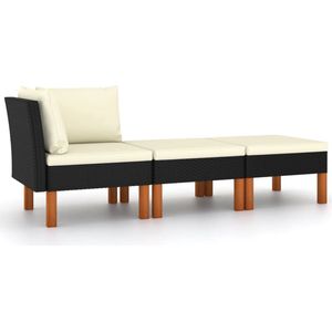 Vidaxl - 3-tlg. Garten-Lounge-Set Poly Rattan und Eukalyptus Massivholz
