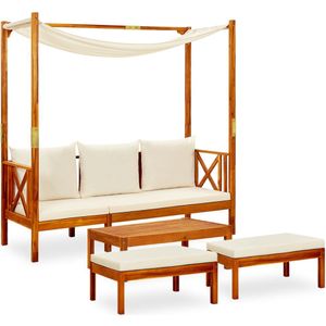 vidaXL - Tuinbank met Tafel & Poef - Acaciahout - Massief - Weerbestendig