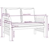 vidaXL 3-delige Loungeset met kussens massief acaciahout