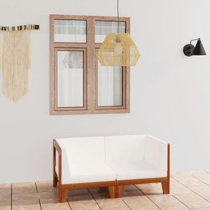 2-Sitzer-Sofa mit Cremeweißen Kissen Akazie Massivholz Vidaxl