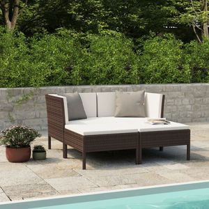 VidaXL 4-Delige Loungeset met Kussens - Poly Rattan Beige