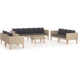 VidaXL 5-delige Loungeset met Kussens - Poly Rattan Beige