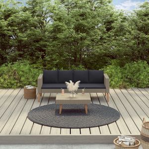 VidaXL Loungeset 2-delig met Kussens - Poly Rattan Beige