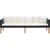 VidaXL 4-Delige Loungeset met Kussens - Poly Rattan Zwart