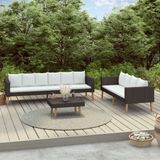 VidaXL 3-Delige Loungeset met Kussens - Poly Rattan Zwart