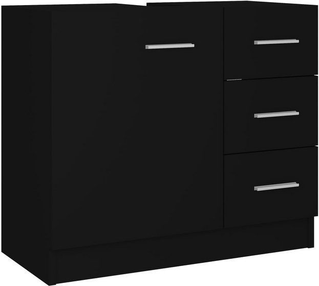 vidaXL Waschbeckenunterschrank Schwarz 63x30x54 cm Holzwerkstoff
