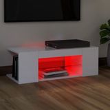 vidaXL TV-Schrank mit LED-Leuchten Hochglanz-Weiß 90x39x30 cm