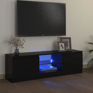 vidaXL Tv-meubel - Zwart - Bewerkt Hout en Gehard Glas