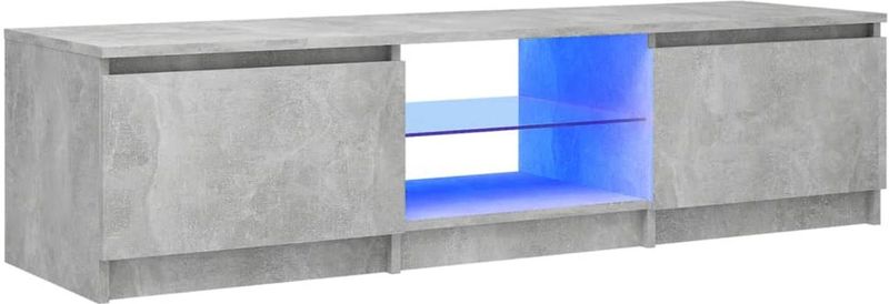 vidaXL TV-Schrank mit LED-Leuchten Betongrau 140x40x35,5 cm