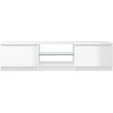 vidaXL TV-Schrank mit LED-Leuchten Hochglanz-Weiß 140x40x35,5 cm