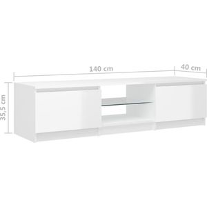 vidaXL-Tv-meubel-met-LED-verlichting-140x40x35,5-cm-hoogglans-wit