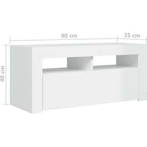 VidaXL TV-meubel met LED-verlichting 90x35x40 cm Hoogglans Wit