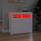 vidaXL - Dressoir - met - LED-verlichting - 80x35x75 - cm - hoogglans - wit