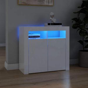vidaXL - Dressoir - met - LED-verlichting - 80x35x75 - cm - hoogglans - wit