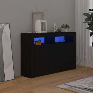 vidaXL Sideboard mit LED-Leuchten Schwarz 115,5x30x75 cm