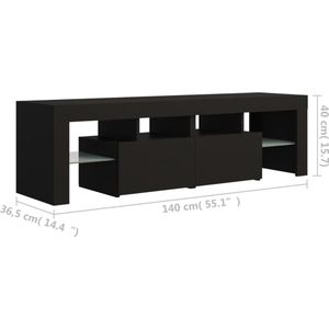 VidaXL TV-meubel met LED-verlichting 140x36,5x40 cm - Zwart