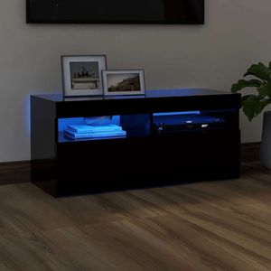 vidaXL TV-Schrank mit LED-Leuchten Schwarz 90x35x40 cm