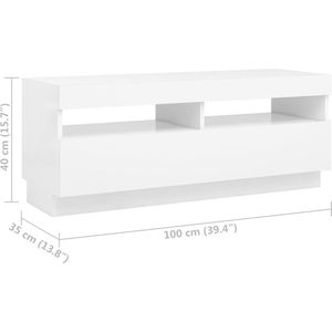VidaXL TV-meubel met LED-verlichting 100x35x40 cm - Wit
