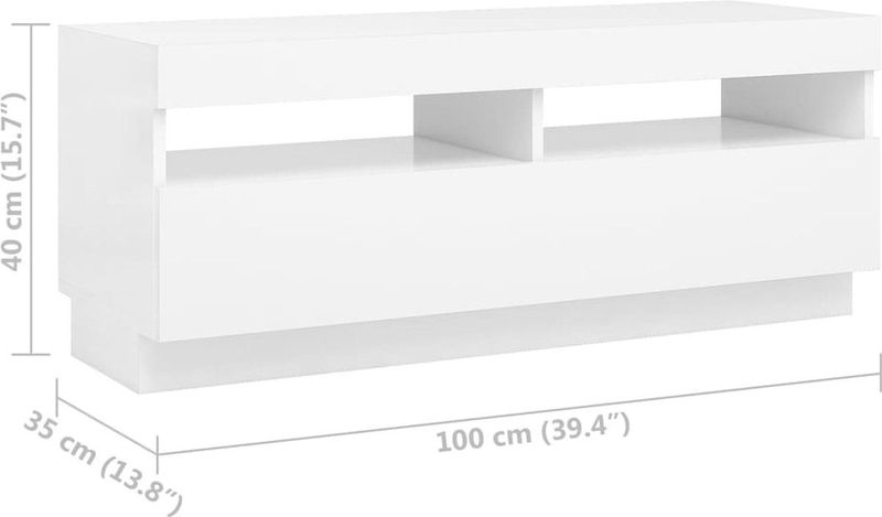 vidaXL TV-Schrank mit LED-Leuchten Weiß 100x35x40 cm