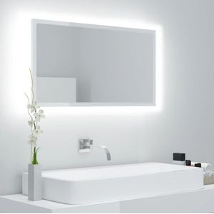 vidaXL Badkamerspiegel LED 80x8,5x37 cm acryl hoogglans wit