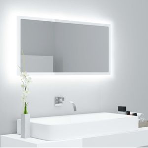 VidaXL Badkamerspiegel LED 90x8,5x37 cm Acryl Hoogglans Wit