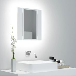 vidaXL Badkamerkast - Wit - Acryl - Met Spiegel en LED Verlichting