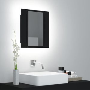 vidaXL Badkamerkast - Zwart - Acryl - Met Spiegel en LED Verlichting