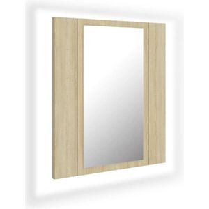 vidaXL Badkamerkast - Spiegel met LED - Sonoma Eikenkleurig - Acryl