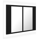 vidaXL Badkamerkast met spiegel en LED 60x12x45 cm acryl zwart