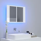 VidaXL Badkamerkast met Spiegel en LED 60x12x45 cm - Acryl Hoogglans Wit