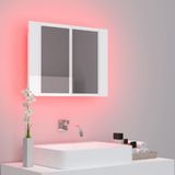 VidaXL Badkamerkast met Spiegel en LED 60x12x45 cm - Acryl Hoogglans Wit