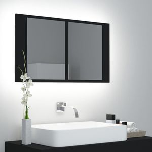 VidaXL-Badkamerkast-met-spiegel-en-LED-80x12x45-cm-acryl-zwart