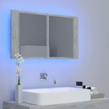 vidaXL Badkamerkast met Spiegel en LED 80x12x45 cm - Acryl Betongrijs