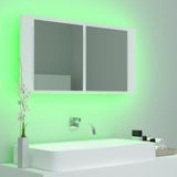 vidaXL Badkamerkast met spiegel en LED 90x12x45 cm acryl wit