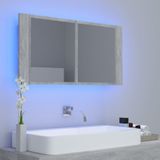 VidaXL-Badkamerkast-met-spiegel-en-LED-90x12x45-cm-acryl-betongrijs