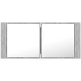vidaXL Badkamerkast met Spiegel en LED 100x12x45 cm - Acryl Betongrijs