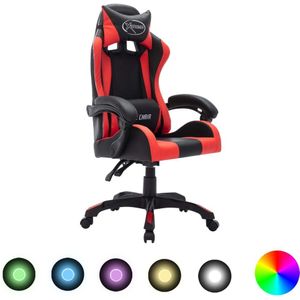 vidaXL Racestoel met RGB LED-verlichting kunstleer rood en zwart - 287997