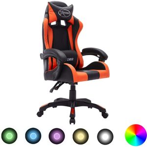 VidaXL Racestoel met RGB LED-verlichting Kunstleer Oranje/Zwart