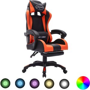VidaXL Racestoel met RGB LED-verlichting Kunstleer Oranje/Zwart